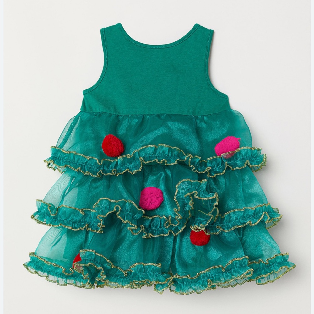 H&M Christmas Holiday Tree Dress Size Girls 4-6